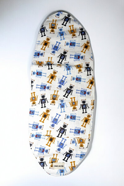 Çimen Butikk Half Swaddle Robot Patterned 0-4 Months 100% Cotton Combed Fabri...