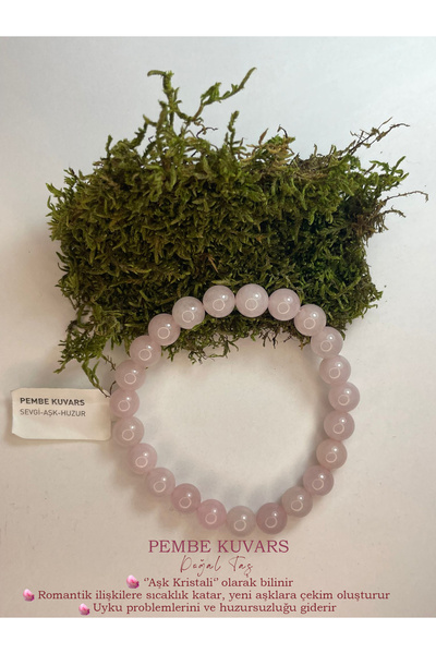 SWEATEE Sevgi, Aşk, Huzur Bilekliği || Pembe Kuvars Doğal Taş Bileklik