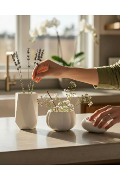 CzyLife Handmade Home Decoration Set of 3 | Vase & Cobalt Candle Holders | Premium Desk Organizer