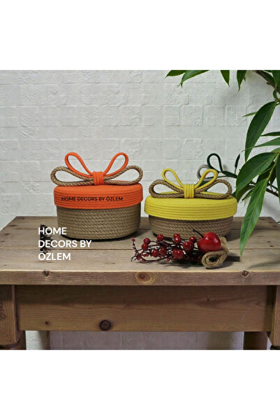 home decors by özlem سلة تخزين من القش بغطاء، منظم يدوي الصنع، صندوق تخزين بغطاء