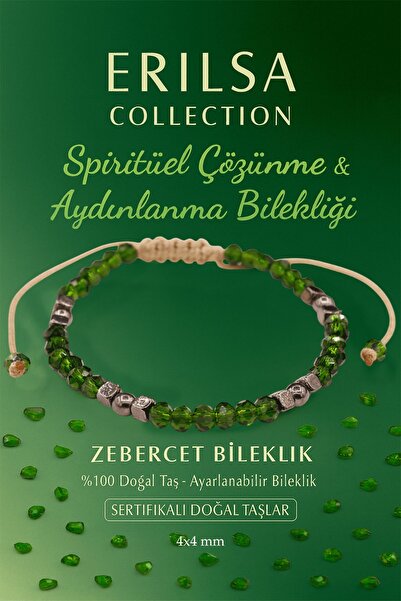 Erilsa Certified Spiritual Dissolution and Enlightenment Bracelet – Zebercet Peridot and Terahertz Natural Stone 4X4