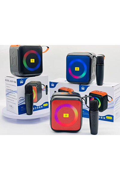 WUF RED 106K Portable Karaoke Bluetooth Speaker with Dual Wireless Mics & RGB Lights