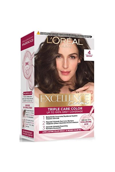 L'Oreal Paris Set 2 x Permanent Hair Color with Ammonia, 4 Medium Satin, Excellence Creme