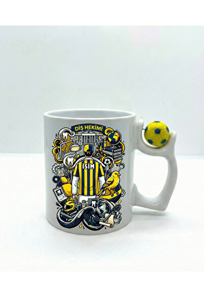 MRN Tasarım Diş Hekimi Mesleği Sarı Lacivert Kupa Bardak Meslek Kupa Bardak Fenerbahçe Kupa Bardak Dişçi Kupa