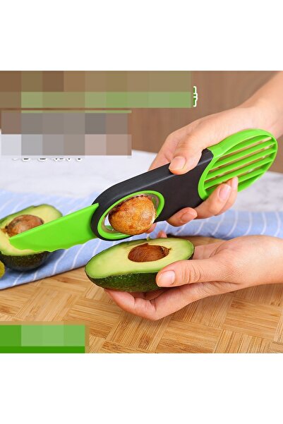 Generic أداة أفوكادو 3 في 1 مصممة لتقسيم الثمرة وإزالة البذرة وتقطيعها بأمان ...