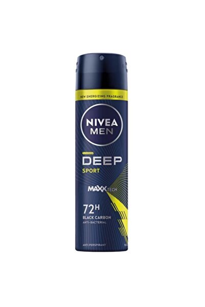 NIVEA Set of 3 x Men Deep Sport Deodorant Spray, with Maxxtech Formula, 72 Hour Action, Men, 150 ml