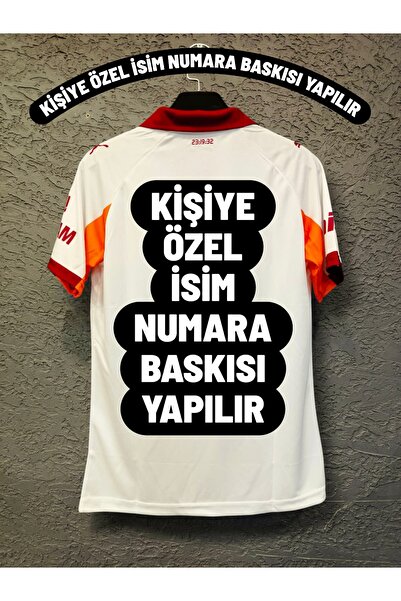 FOLKLORİST Kişiye Özel İsim Baskılı Galatâsârâ'y Beyaz Polo Yaka 25-26 Yeni Sezon Yetişkin Futbol Forması