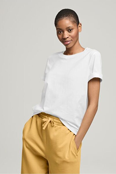 Tchibo Women Round Neck Short Sleeve Graphic Back T-Shirt, White