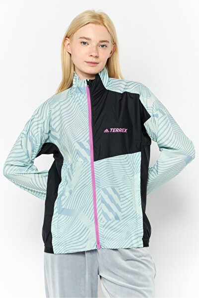 adidas Women Sportswear Fit Long Sleeve Outdoor Jacket, Sage Green/Black