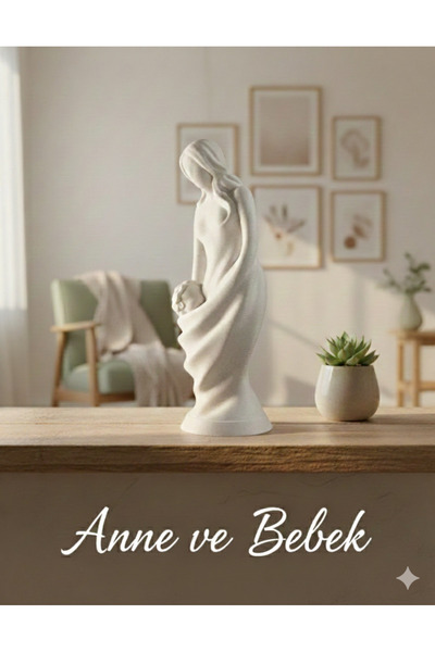 uAmor Anne ve Bebek Heykeli Saf Sevgi Figürü Dekoratif Obje 15 cm