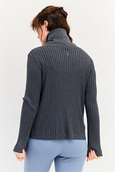 Nike Women Loose Fit Long Sleeve Ribbed Training Sweatshirt, Grey