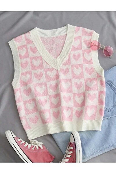 LUVON Pembe Krem Kalpli Regular Kadın Süveter