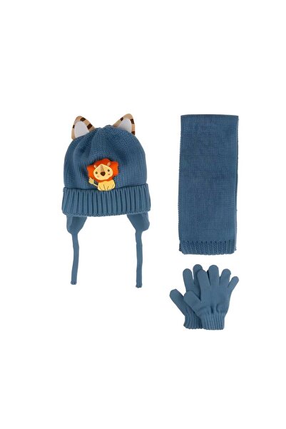 Kitti 1-4 YAŞ 3'LÜ TAKIM ERKEK ÇOCUK POLARLI ATKI BERE ELDİVEN SETİ