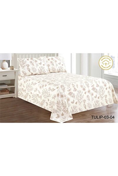 NAJMA 3-piece bed sheet set, double size, floral pattern, full cotton
