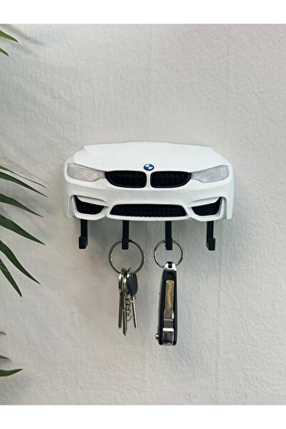 Butik 3D Printing Decorative Bmw M3 F30 White Color Keychain with Front Model Design
