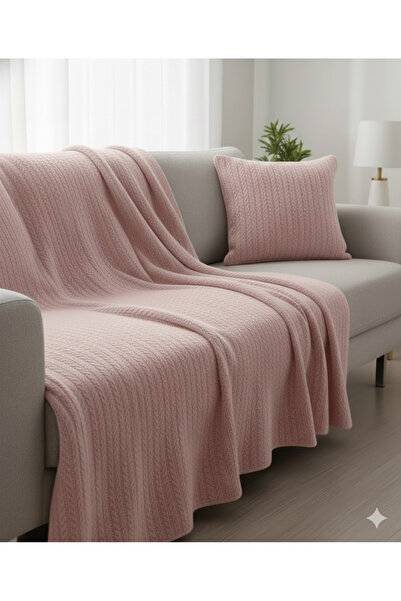 Alpateks Home %100 Pamuklu Örgü Desen Koltuk Örtüsü Ve 2 Adet Kırlent Kılıfı ...