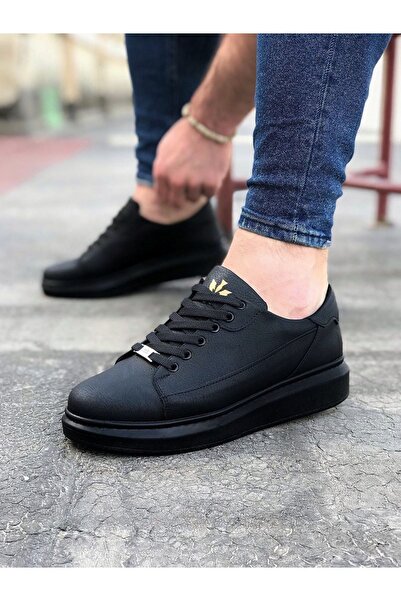 Mhoda Shoes Rlx028 Men's Casual Lace-Up Leather Sports Sneaker Shoes Cst - Black