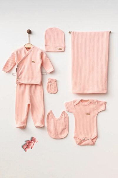 Erkek - Kız Bebek 7 Parça Hastane Çıkışı Zıbın Seti Natural Pastel Renk