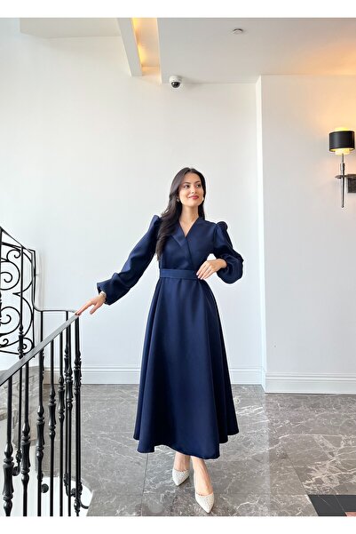 NURGENC Helen Uzun Kol Maxi Boy Kloş Etek Elbise