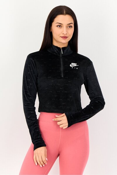 Nike Women Sportswear Fit Quarter Zip Long Sleeve Outdoor Top, Black