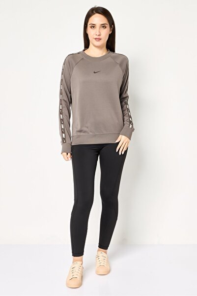 Nike Women Sportswear Fit Long Sleeve Training Sweatshirts, Dark Taupe