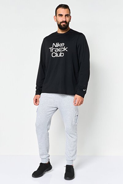 Nike Men Sportswear Fit Long Sleeve Running T-Shirt, Black