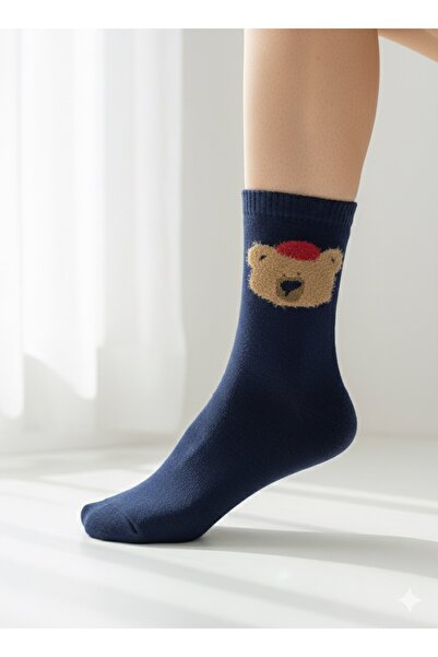 Pierre Lines Tedy Bear Print College Socks Set 4 Pairs