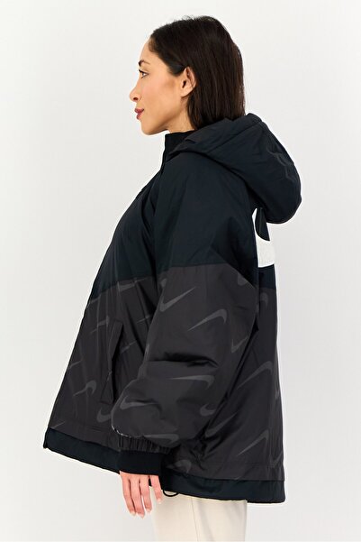 Nike Women Therma Fit Brand Logo Long Sleeve Outdoor Jacket, Black