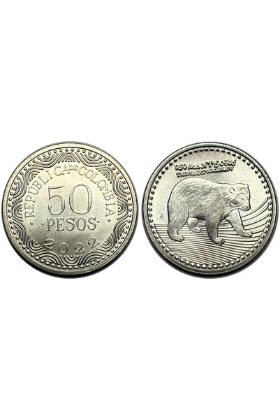 emir koleksiyon coin & paper collection Kolombiya 2022 Yılı 50 Pesos Çil ( UN...