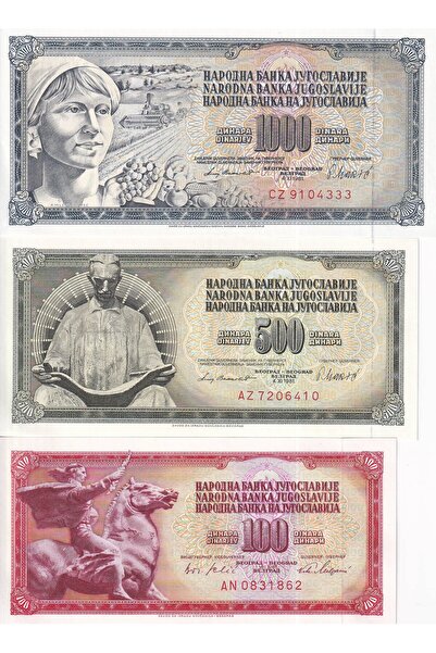 emir koleksiyon coin & paper collection Yugoslavya 1000-500-100 Dinar Yabancı...