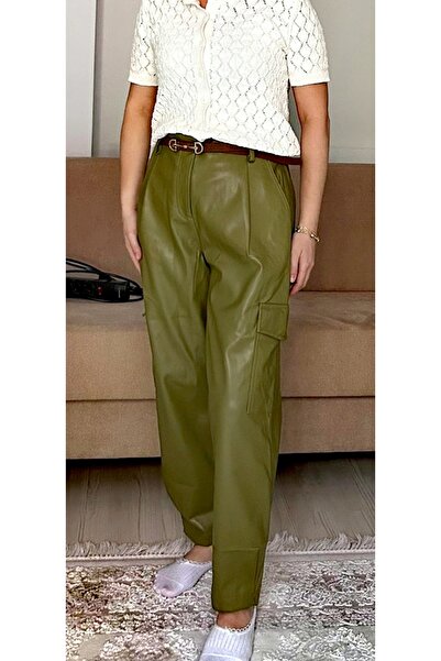 ZTO Women's Faux Leather Pocket Pants