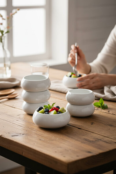 zezedesing وعاء بورسلين دائري حديث - طقم من 6 قطع (7 سم)