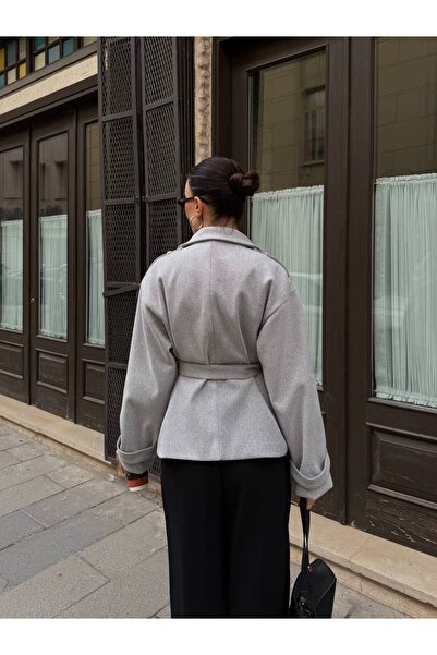 Butik Beyza Belted Four Button Detailed Coat