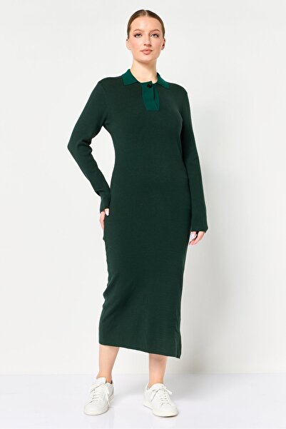 Karl Lagerfeld Women Ribbed Sweater Dress, Green