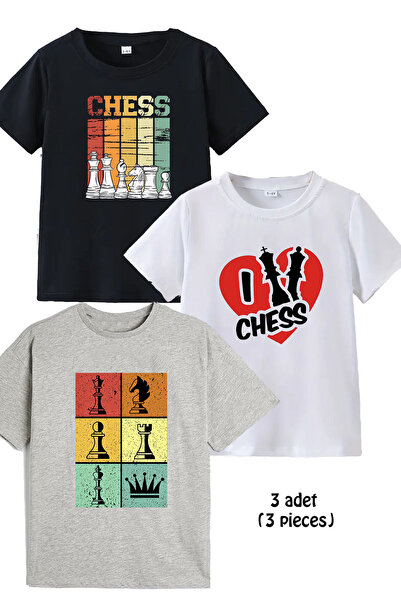 aytok tekstil 3-пакет памучни тениски с шахматен принт за момичета и момчета ...