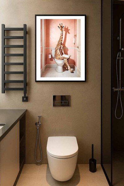 Koi Art Design Siyah Çerçeveli Tek Parça Hayvanlar Temalı Yüksek Kalite UV Ba...