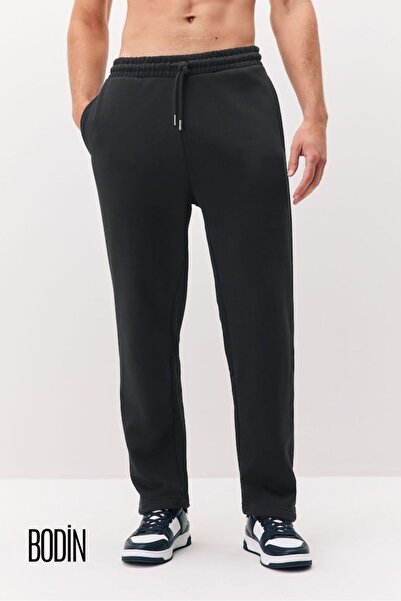 bodin Men's Black Straight Leg Relaxed Fit Regular Fit Sweatpants