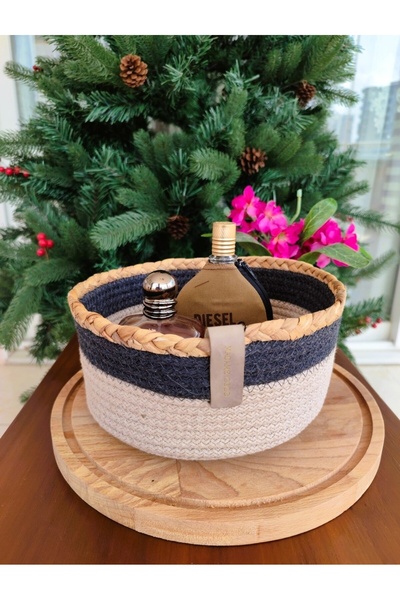 Madame Coco Envol Round Basket - Grey/Beige - 23 X 10 cm - 1 Piece