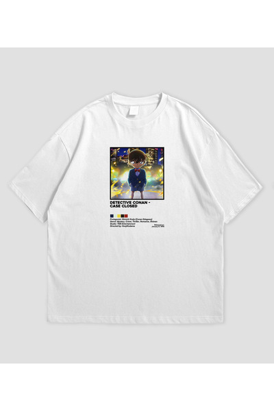 SVART WEAR Detective Conan Case Closed Anime cu imprimeu supradimensionat Uni...