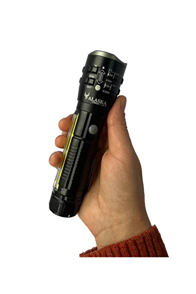 OEM P27 Şarjlı LED Metal El Feneri 1000 Lümen Çakarlı (4457)