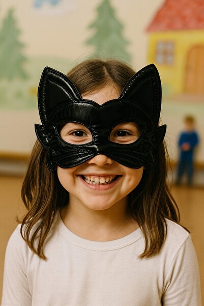 TOYFEST قناع قطة أسود لامع، إكسسوار زي مسرحي للأطفال، مناسب للاستخدام في الحفلات