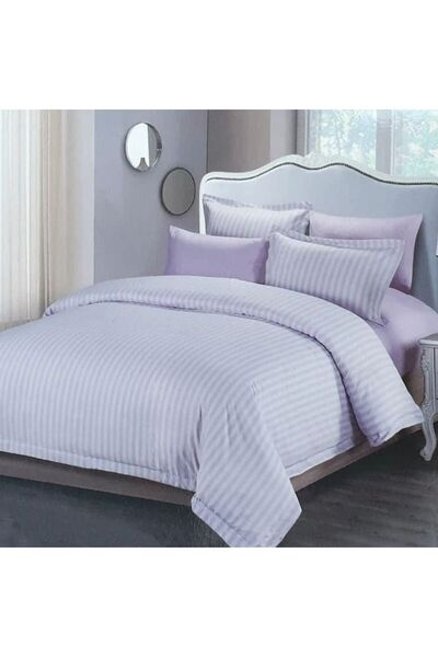 Reiashn Hotel-style striped duvet cover, purple summer color, single and a half size