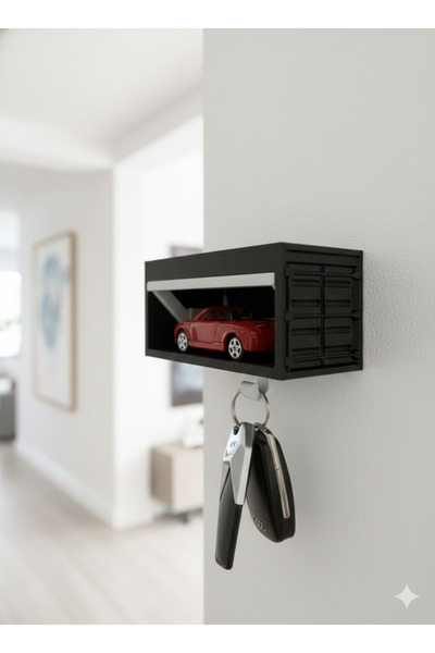 Elektra Mini Garaj Temalı Anahtarlık ve Araba Standı – Duvar Askısı Dekor Ürünü