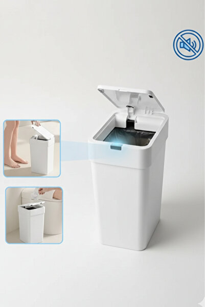 Köken Automatic Sensor Bin, 9 L, IPX5 Waterproof, Slim Design, Anti-Odor Lid, White