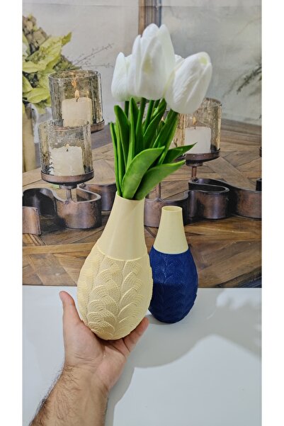 END Design Decorative Vase with Knitted Pattern – 2 Colors, 20cm High Modern Design
