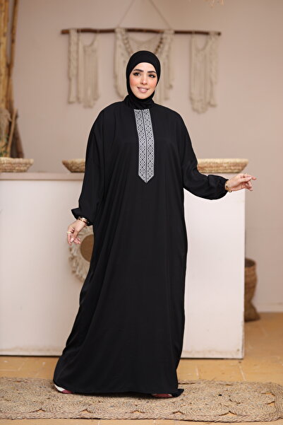 SIDRAALMONTAHA عباية موديل الصفا مع طرحة وتطريز فضي