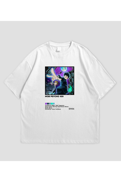 SVART WEAR Μπλουζάκι Unisex Mob Psycho 100 Anime με τύπωμα oversized