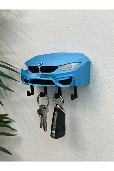 Butik 3D Printing Decorative Bmw M3 F30 Bright Blue Color Keychain with Front Model Design
