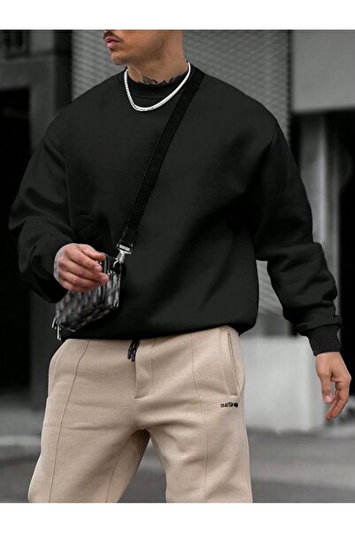 SPORTİVEA ERKEK SIFIR YAKA BASİC OVERSİZE KALIP SWEATSHİRT KAZAK