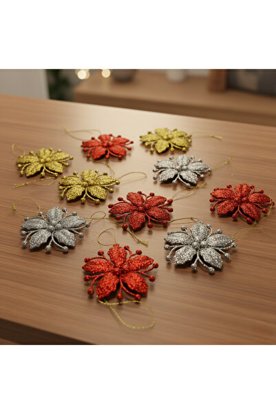 Kokoş Parti Yılbaşı Ağacı Süsü Seti 9'lu • Noel Süsleri • Gold, Gümüş ve Kırm...